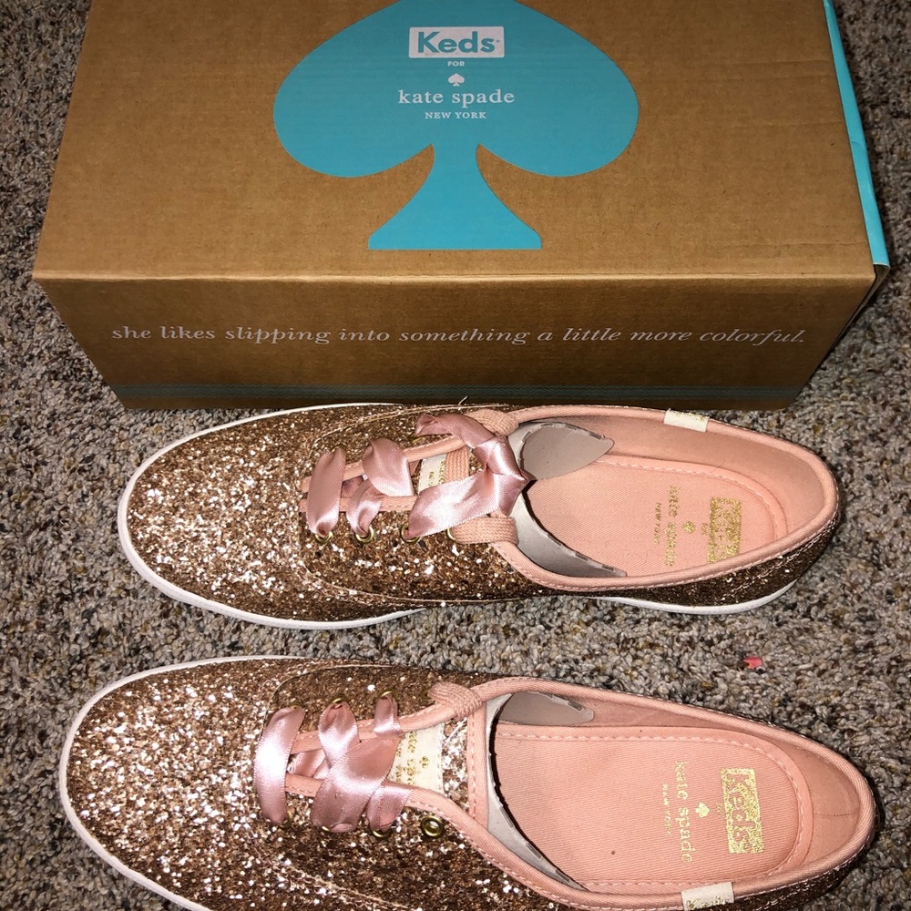 Rose Gold Kate Spade Glitter KEDS ♠️ ✨